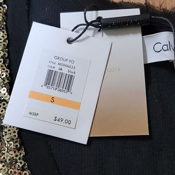 CALVIN KLEIN GOLD SEQUINED DRESSY TANK TOP - Picture 4 of 7